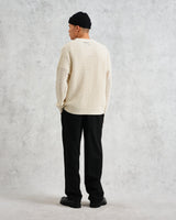 wax london men's Wilde - Ecru Open Knit Jumper