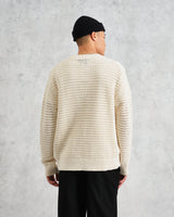 wax london men's Wilde - Ecru Open Knit Jumper
