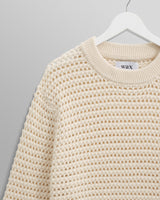 wax london men's Wilde - Ecru Open Knit Jumper