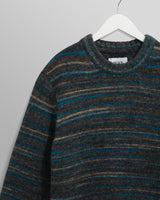 wax london men's Wilde - Grey And Teal Space Dye Wool Crewneck
