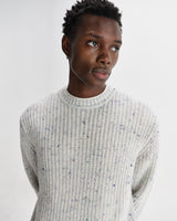 wax london men's Wilde - Multicolour Fleck Ribbed Chunky Wool Crewneck