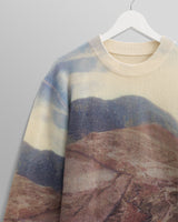 wax london men's Wilde - Natural Landscape Print Wool Jumper
