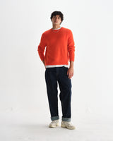 wax london men's Wilde - Orange Fluffy Wool Crewneck