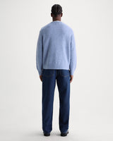 wax london men's Wilde - Pale Blue Fluffy Wool Crewneck