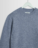 wax london men's Wilde - Pale Blue Fluffy Wool Crewneck