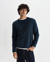 wax london men's Wilde - Teal Fluffy Wool Crewneck