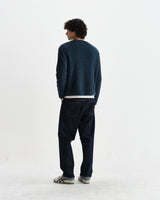 wax london men's Wilde - Teal Fluffy Wool Crewneck