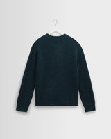 wax london men's Wilde - Teal Fluffy Wool Crewneck