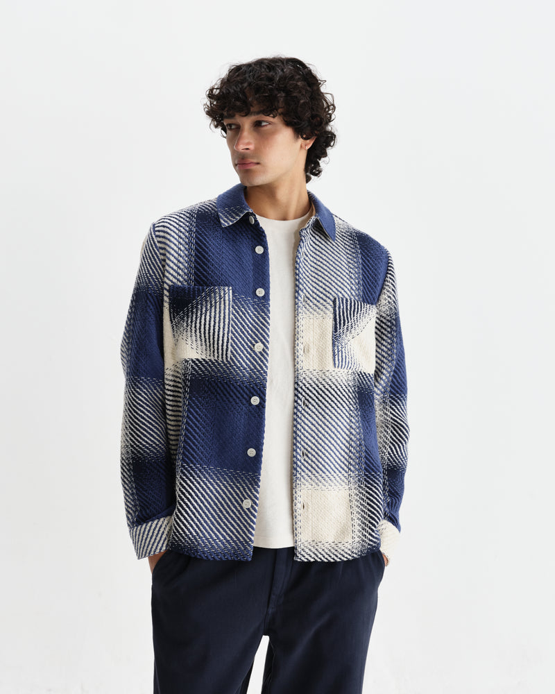 Whiting - Blue And Ecru Shadow Check Overshirt
