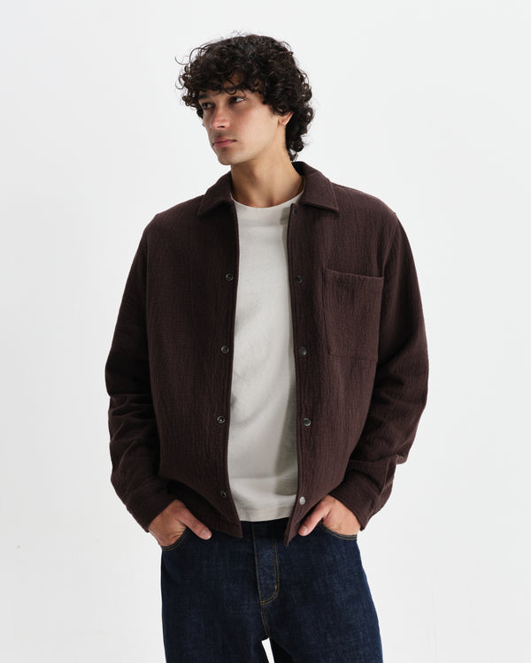 Romer - Dark Brown Heavy Crinkle Cotton Overshirt