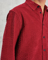 Shelly - Burgundy Seersucker Corduroy Shirt