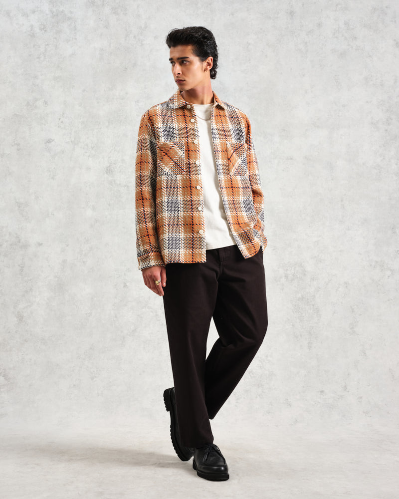 Whiting - Caramel And Ecru Giles Check Overshirt