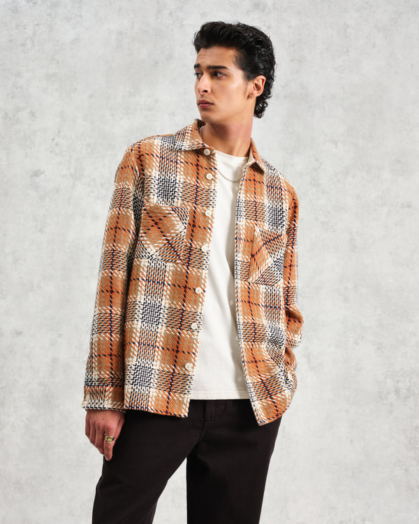 Whiting - Caramel And Ecru Giles Check Overshirt