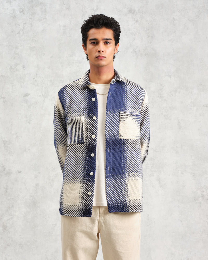 Whiting - Blue And Ecru Shadow Check Overshirt