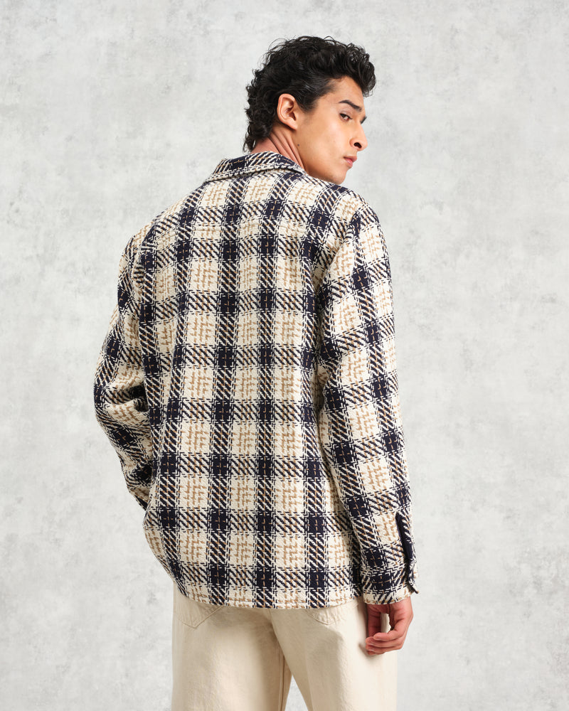 Whiting - Navy And Ecru Alley Check Overshirt