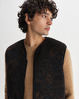 wax london men's Paragon - Black And Brown Reversible Paisley Borg Gilet