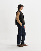 wax london men's Paragon - Black And Brown Reversible Paisley Borg Gilet