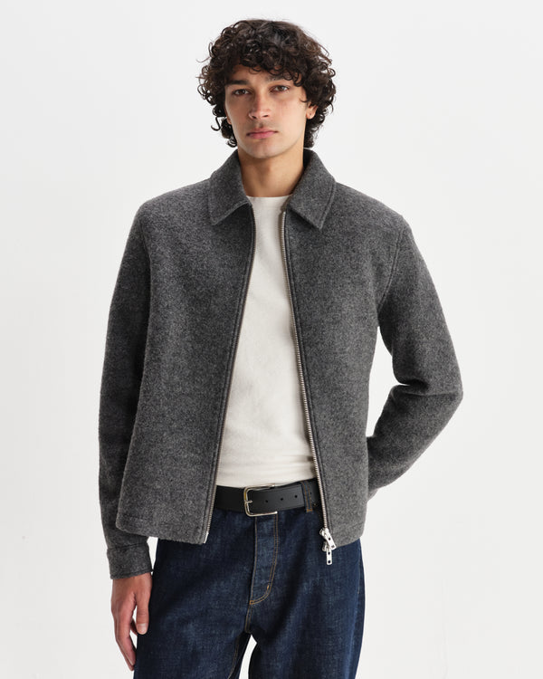 Eldon - Mid Grey Boiled Italian Wool Jacket