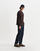 Riley - Dark Brown Structured Waffle Crewneck Jumper
