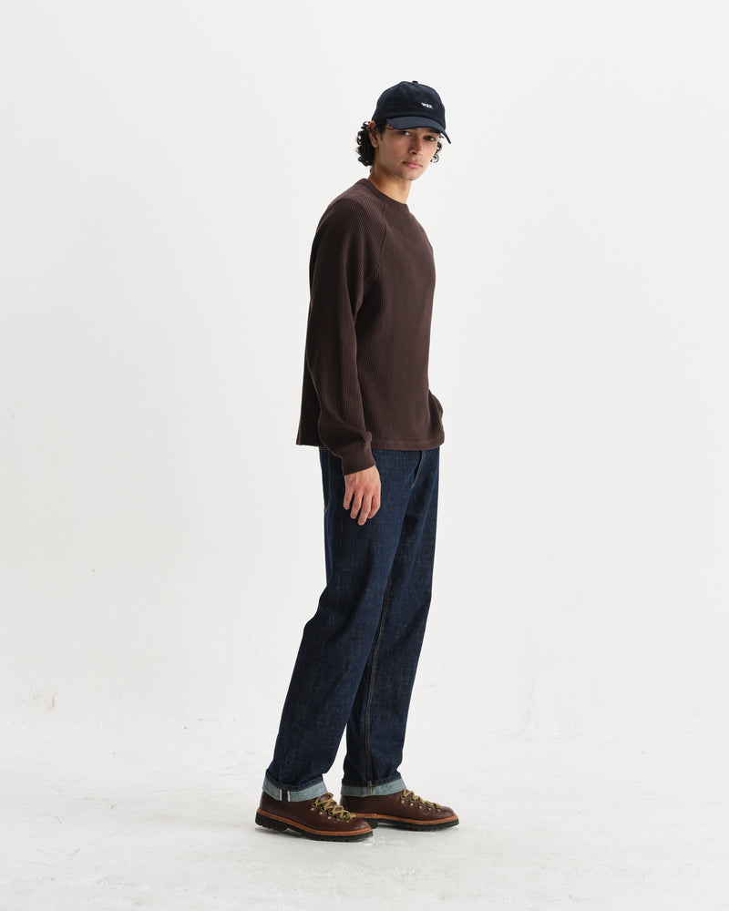 Riley - Dark Brown Structured Waffle Crewneck Jumper