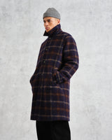 Stan - Navy Check Wool Car Coat