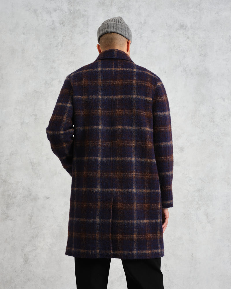 Stan - Navy Check Wool Car Coat