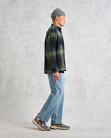 wax london Whiting - Navy And Green Ombre Check Overshirt