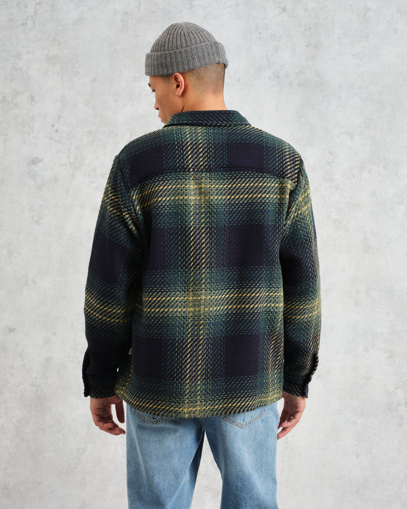 wax london Whiting - Navy And Green Ombre Check Overshirt