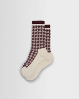 Galway - Burgundy And Ecru Argyle Socks