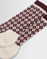 Galway - Burgundy And Ecru Argyle Socks