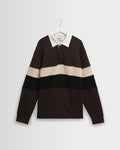 Rowhill - Brown And Black Panelled Loopback Rugby Shirt