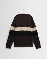 Rowhill - Brown And Black Panelled Loopback Rugby Shirt