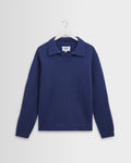 Carter - Blue Open Collar Fluffy Wool Knit Polo