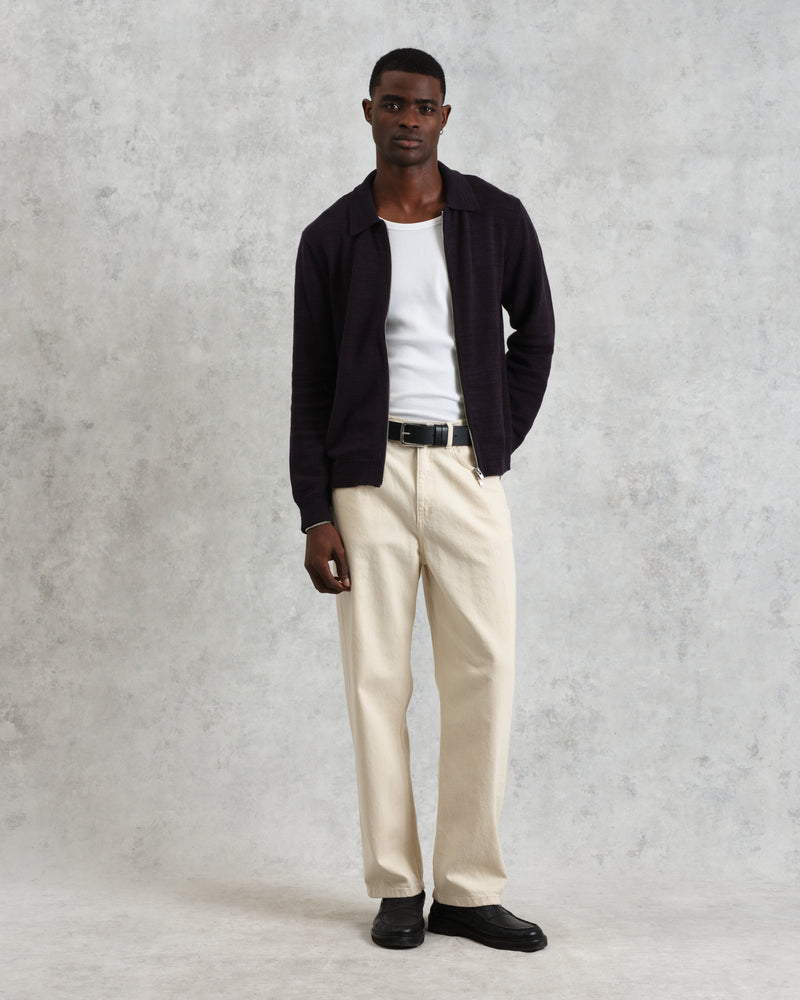 Wayfarer - Navy Slub Cotton And Linen Cardigan