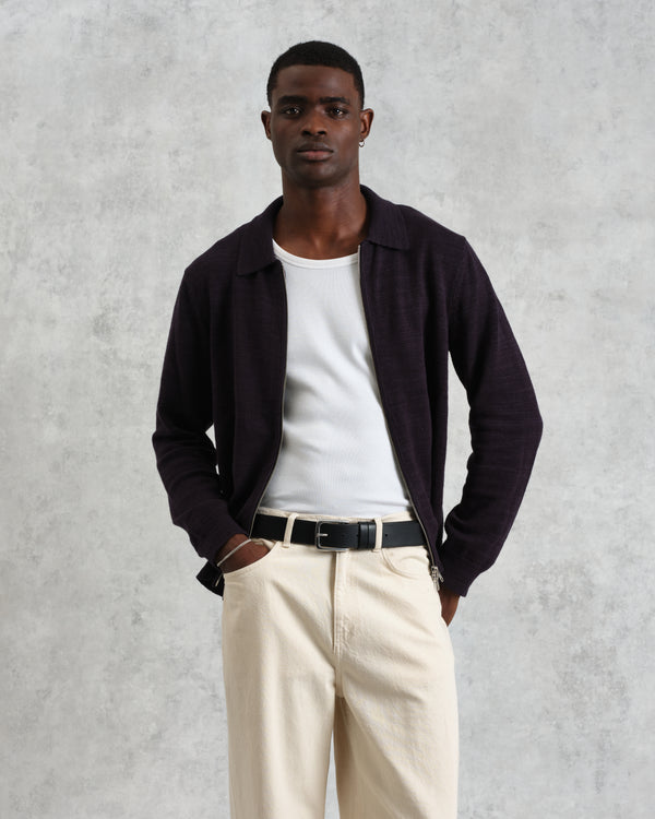 Wayfarer - Navy Slub Cotton And Linen Cardigan