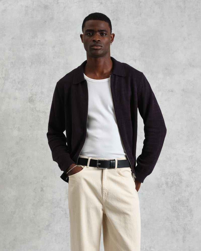 Wayfarer - Navy Slub Cotton And Linen Cardigan