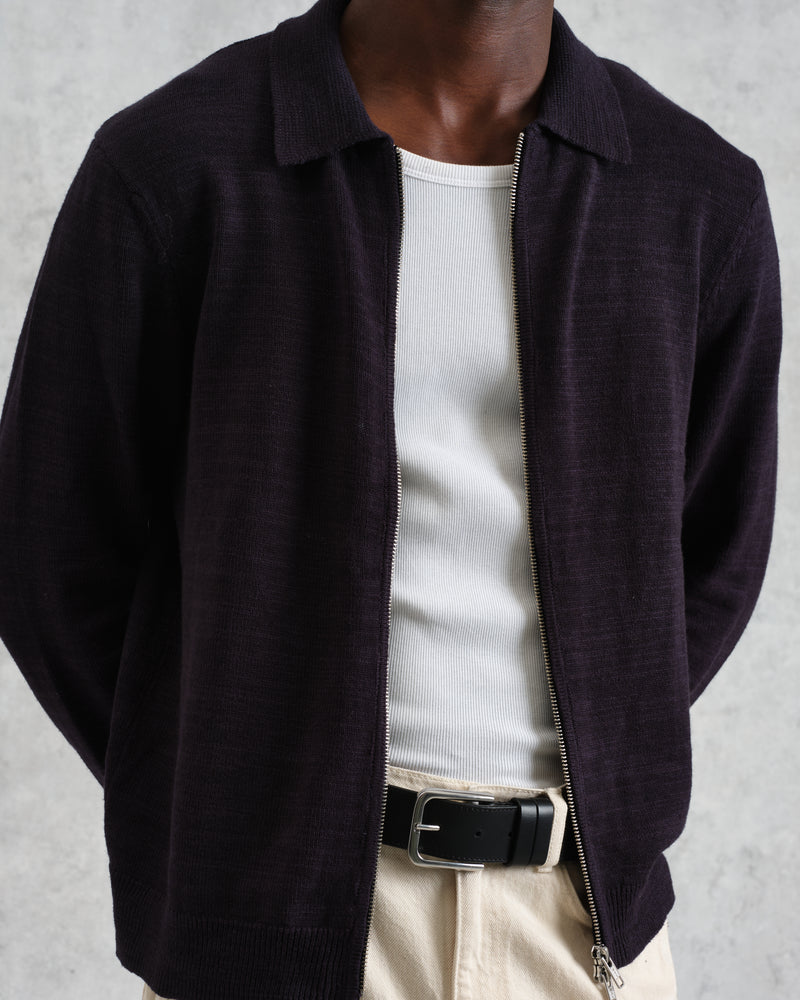 Wayfarer - Navy Slub Cotton And Linen Cardigan
