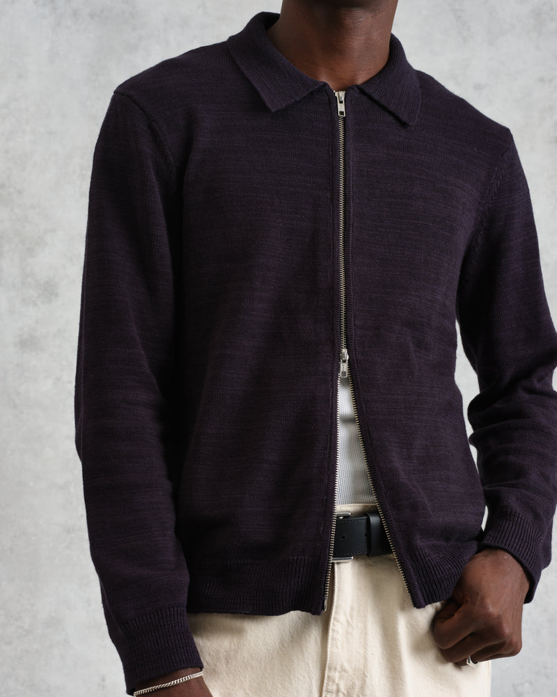 Wayfarer - Navy Slub Cotton And Linen Cardigan