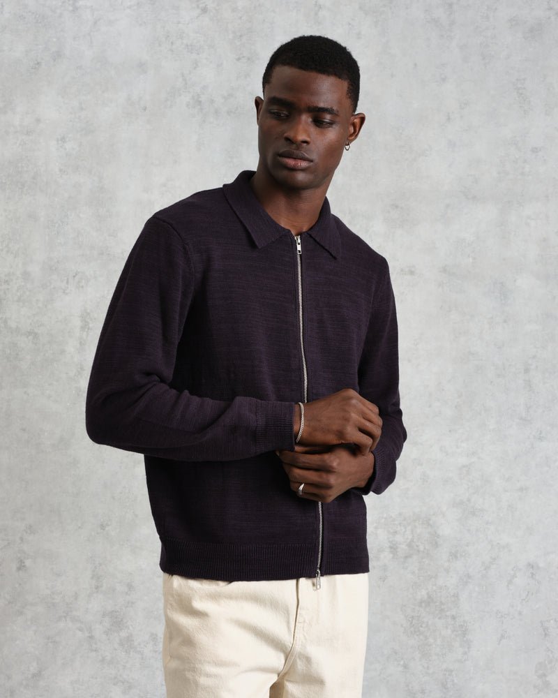 Wayfarer - Navy Slub Cotton And Linen Cardigan