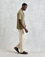 Didcot - Khaki Open Weave Cotton Short-Sleeve Shirt