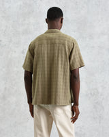 Didcot - Khaki Open Weave Cotton Short-Sleeve Shirt