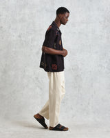 Didcot - Navy Doodle Embroidered Short-Sleeve Shirt