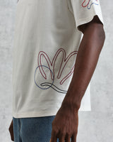 Milton - Ecru Embroidered Organic Cotton T-Shirt