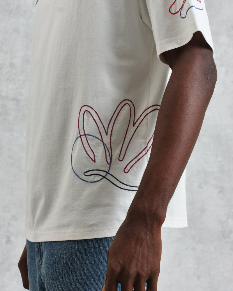 Milton - Ecru Embroidered Organic Cotton T-Shirt