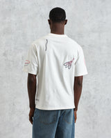 Milton - Ecru Embroidered Organic Cotton T-Shirt