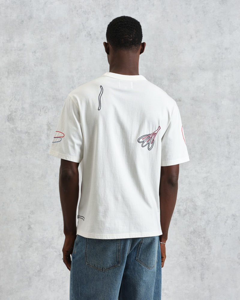 Milton - Ecru Embroidered Organic Cotton T-Shirt
