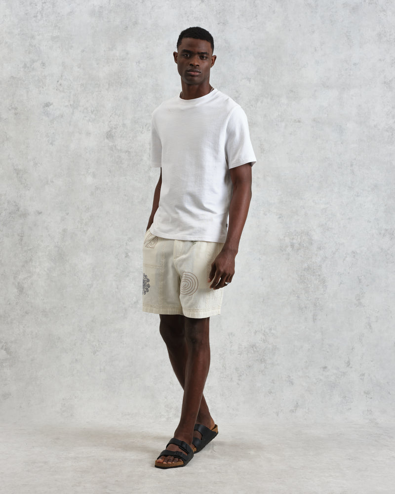Kurt - Ecru Doodle Embroidered Shorts