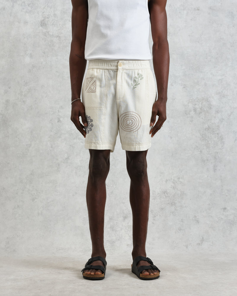 Kurt - Ecru Doodle Embroidered Shorts