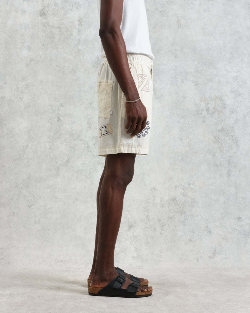 Kurt - Ecru Doodle Embroidered Shorts