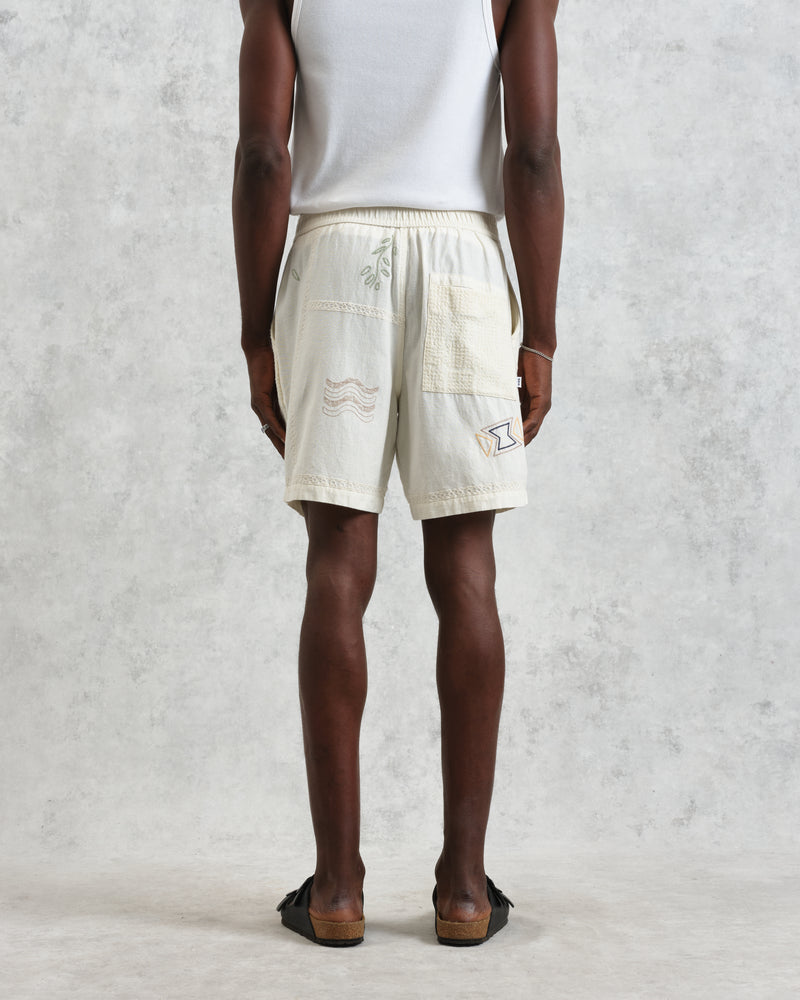 Kurt - Ecru Doodle Embroidered Shorts
